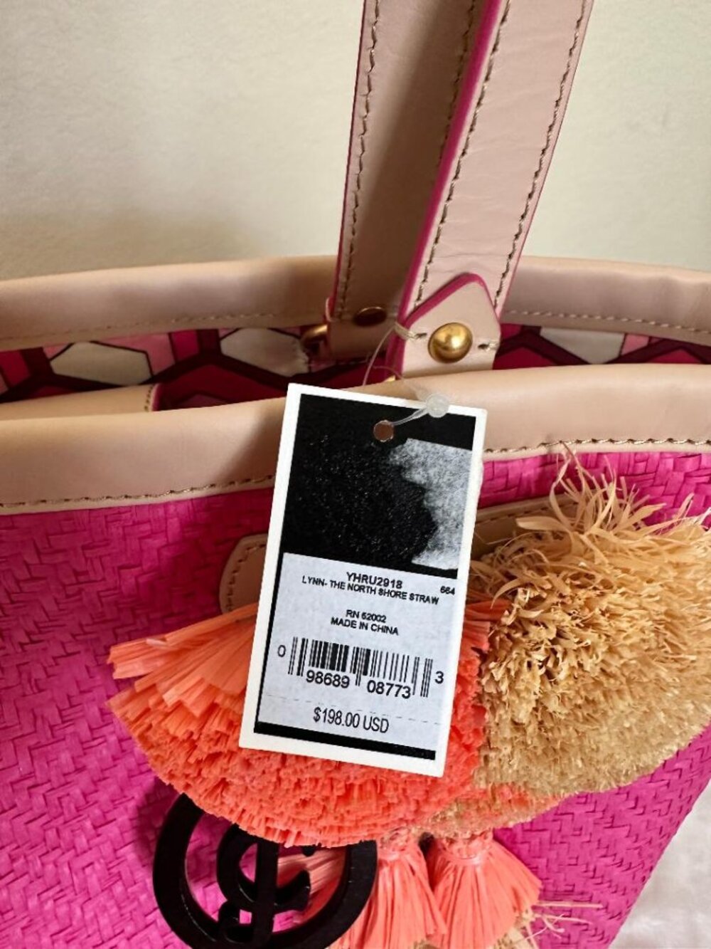 NWT JUICY COUTURE LYNN NORTH SHORE STRAW TOTE/BUCKET BAG  $198 MSRP - Picture 7 of 8